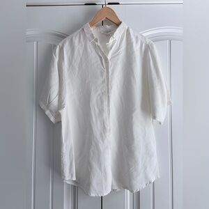 Beach Lunch Lounge NWT Women's White Short Sleeve Paris Button Down Blouse Sz XS